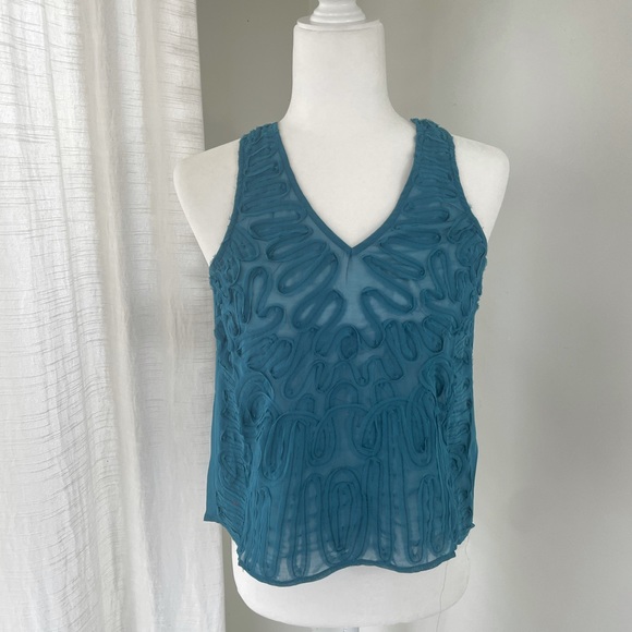 Chandi & lia Tops - Chandigarh & Lia Teal Green Textured Tank Top